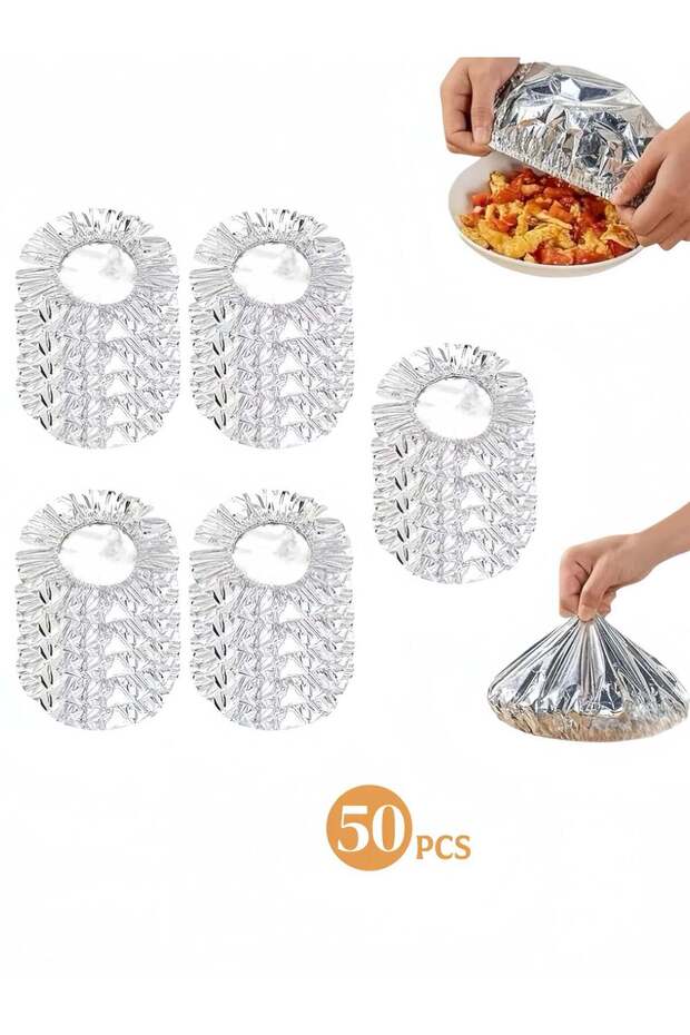 50Pcs Reusable Aluminum Foil Food Covers, Kitchen Fresh-Keeping Insulation Film, Fruit Cling Wra, R