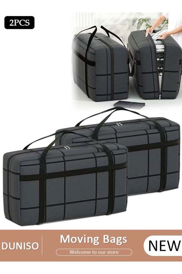 2 Pcs Extra Large Moving Bags,Heavy Duty Moving Totes with Two-Way Zippers Thicken Handles,Large Capacity Packing Totes,Water-Resistant Duffle Bag for Travel College Dorm