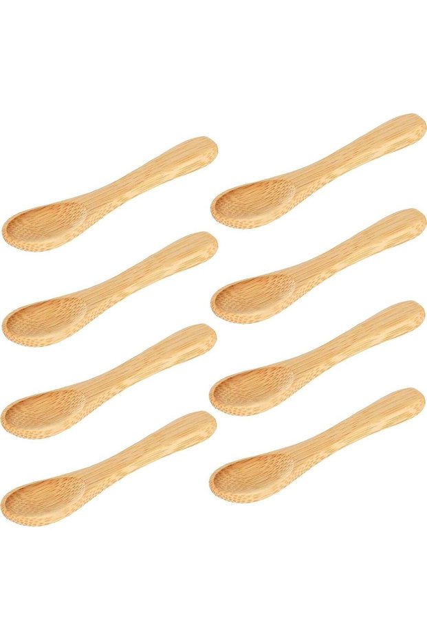8 Pcs Small Wooden Spoons, 3.5 Inch Mini Handmade Natural Tiny Spoons, Little Wooden Teaspoons for Jars, Sugar, Creamer, Honey, Spices, Salt, and Kitchen Supplies