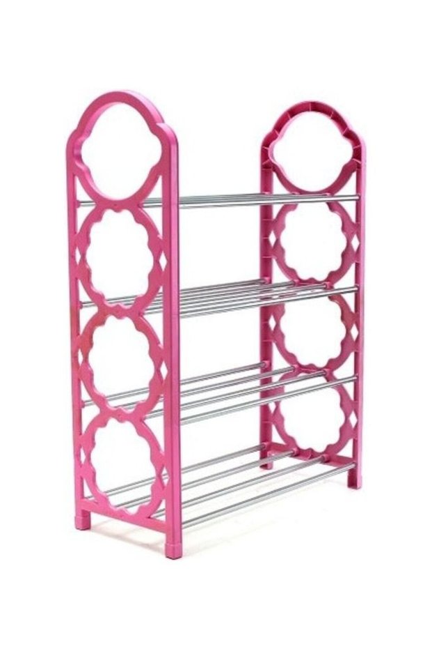 4-Tier Shoe Rack Pink/Silver