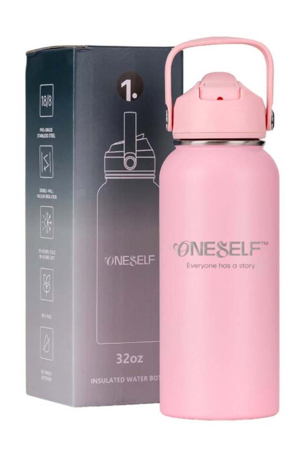 ONESELF 32 Oz Insulated Stainless Steel Water Bottle | Vacuum Insulated Leakproof Thermal Flask for Hot & iced drinks | BPA Free Sports Bottle for Gym, Office, Travel & Outdoor | 1000 ml