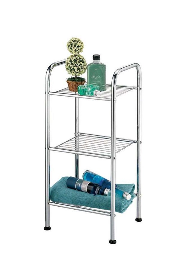 Zenments 3-Tier Metal Shelf Organizer with Handles, Chrome-Plated Free Standing Storage Rack, Slim Wire Shelving Tower for Bathroom, Kitchen, Laundry & Pantry Storage - ZEN-257 silver 33x28x71cm