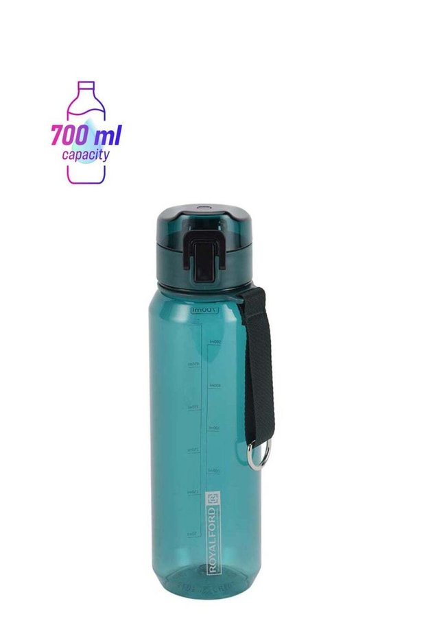 Royalford Water Bottle RF12353 Plastic Bottles with Push Button Lid, Strap Perfect for School, Office and Gym Leak-Proof and Eco-Friendly, Food-Grade and Elegant Design Multicolor 700ml