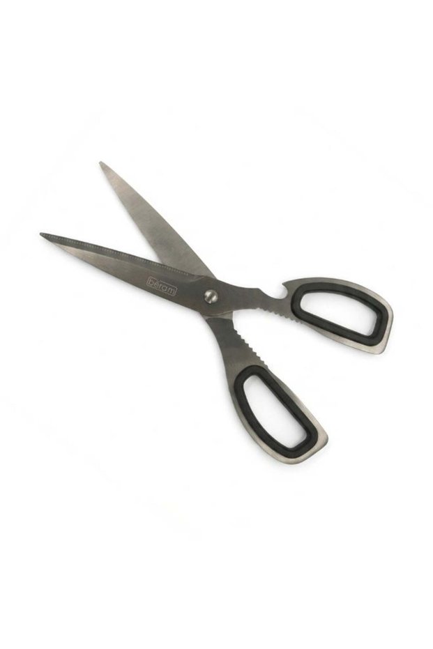 BERAM 9 Inch Multipurpose Cooking Scissors Black Titanium Coated Heavy Duty Sharp 2CR13 SS Blades with Nutcracker and Can Opener Ergonomic TPR Non Slip Handle for Home Restaurant Cooking Use