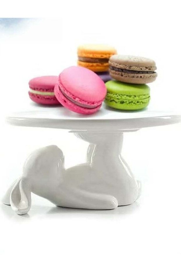 Bunny Rabbit Cake Stand Ceramic Plate Dishes for Dessert Food Server Tray,Cute Cupcake Stand, Gifts