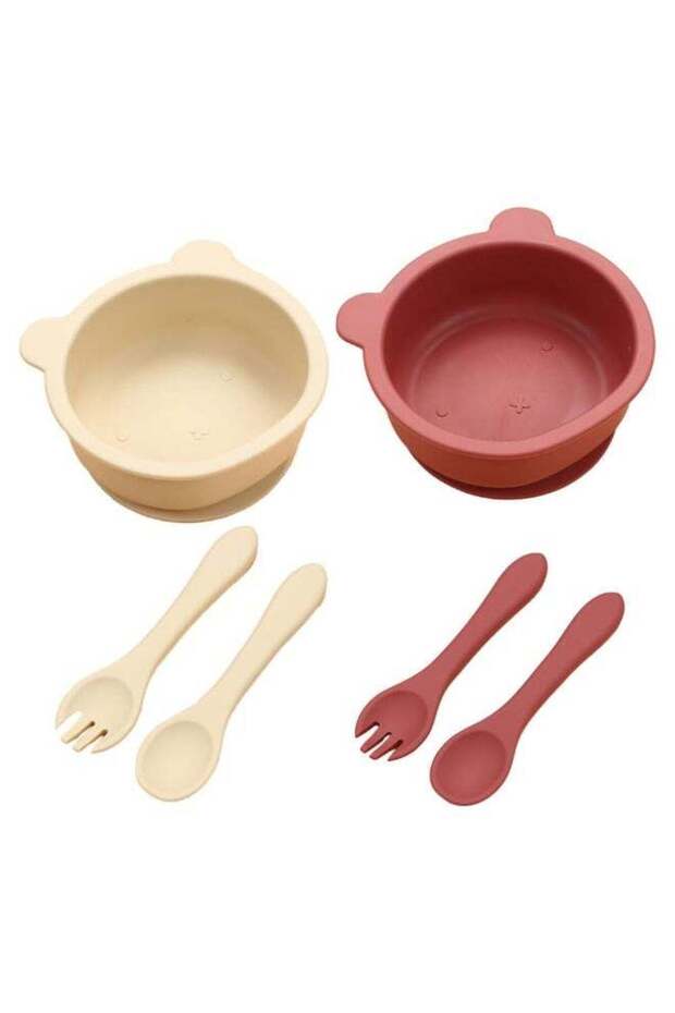 JZS Baby Bowls with Spoons, 2 Sets Silicone Suction Bowls BPA Free Leak-Proof Stay Put Food Bowl fo