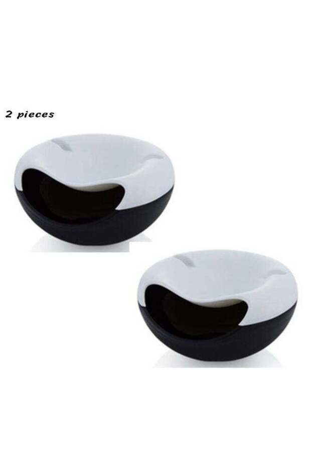 2 Pieces Creative Lazy Fruit Dish Snacks Nut Melon Seeds Bowl Double Layer Plastic Candy Plate Peel
