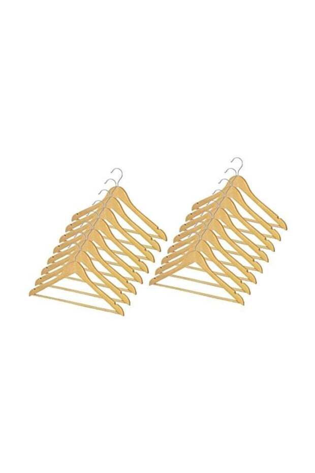16-Piece Wood Suit Hangers Beige 0.44x 9.25x17.5inch