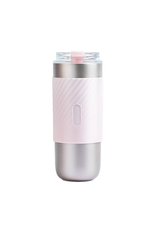 Coffee Mug with Built in Filter and Straw-Pink