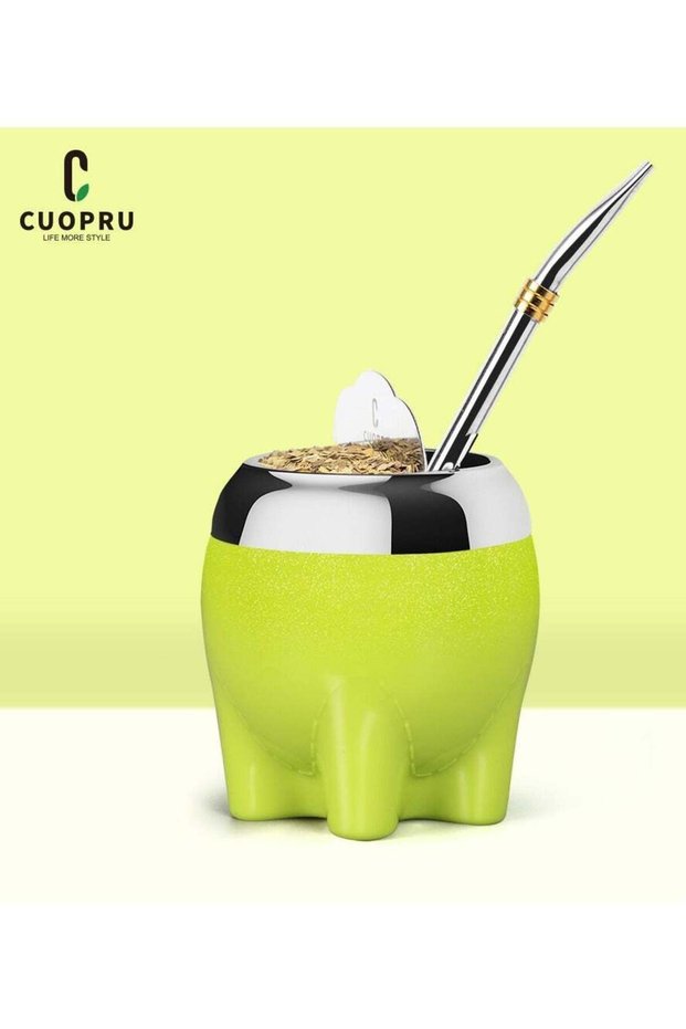 Stainless steel Argentine yerba mate tea cup, yerba mate tea cup, cute elephant shape, with filter