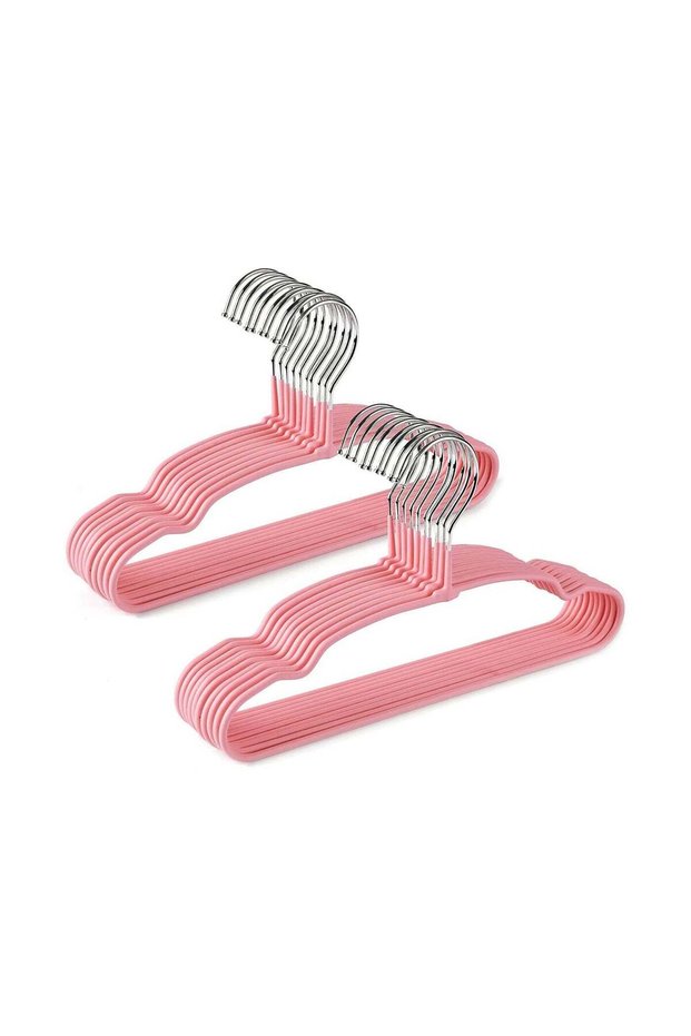 20-Piece Non slip Baby Hangers Baby Coat Hangers Pink 30cm Sturdy Metal Wire & Cute Matte Pink Coating Children Toddler Kids Clothes Hangers