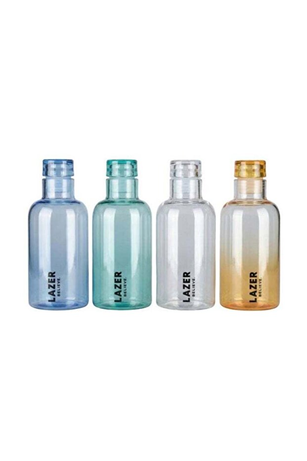Lazer Pure Borosilicate Glass Water Bottle Set of 4 – 300ml Each, BPA-Free, Eco-Friendly, Leak-Proof & Durable (Transparent, Green, Blue, Yellow)