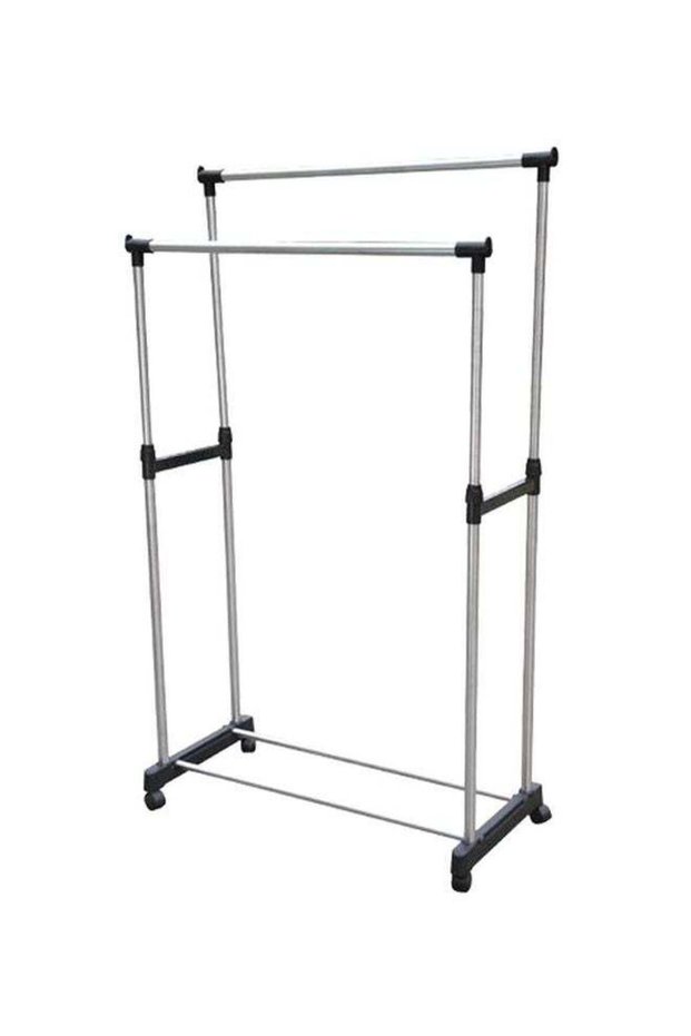 Foldable Cloth Hanger Stand Silver/Black 160x42x80cm