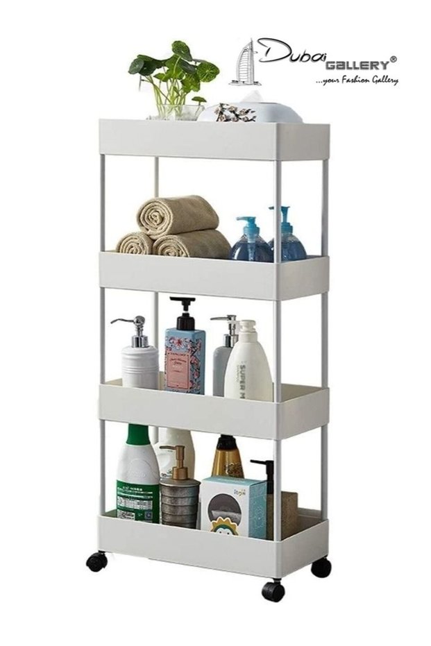 Kitchen Storage Shelf Refrigerator Side Shelf 4 Layer Removable With Wheels Bathroom Organizer Shelf Gap Holder Bathroom Accessorie