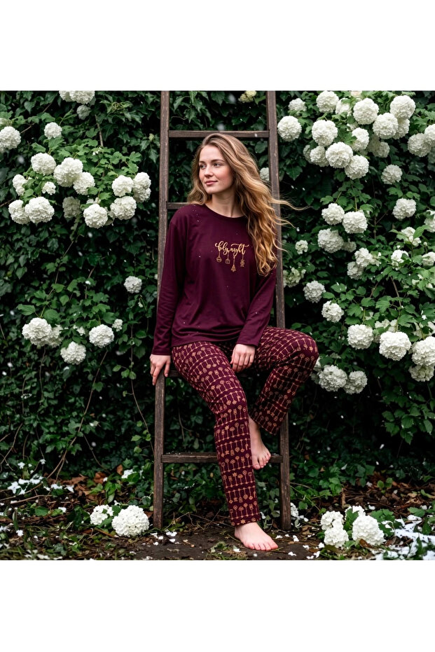 Women's Sofia Fabric Crew Neck Pajama Set