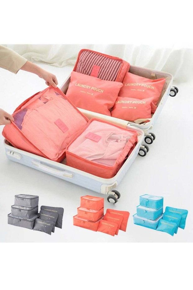 6pcs Travel Storage Bags Set - Portable Luggage Organizer with Zipper Closure, Foldable Design for Clothes & Shoes, Durable Polyester Material, Hand Washable, Ideal for Vacation Packing, Vacation Pac