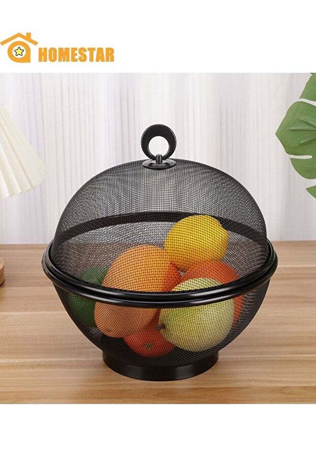 Fruit Basket With Lid, Decorative Fruit Bowl, Fruit Display Stand, Keeps Flies Out, Metal Wire Bas