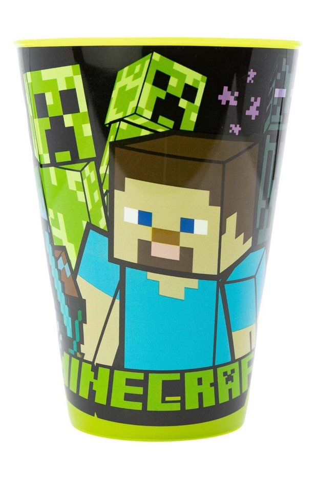 Stor Minecraft Large Easy Tumbler for Kids, 430ml – BPA-Free Plastic Reusable Drinking Cup with Bold Licensed Block Print, Lightweight Durable School, Home & Travel Cup, 6.5 x 6.5 x 18.5cm, Multicolo