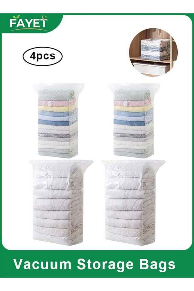 4PCS Extra Large Cube Vacuum Storage Bags, Jumbo Space Saver Bags for Comforters, Blankets, Bedding and Clothes (80×100×32cm)