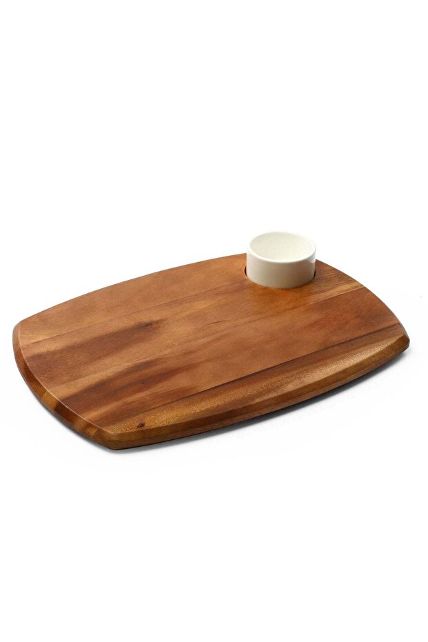 Wooden Serving Board With Dip Bowl, Brown, ACA-43.2