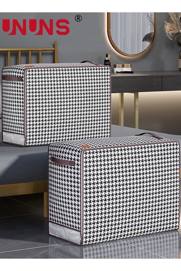 2-Piece Moving Storage Bag,Large Capacity Clothes Organization With Reinforced Handle And Clear Window,Foldable Rhombic Lattice Totes Clothes Organizer,65x50x30cm