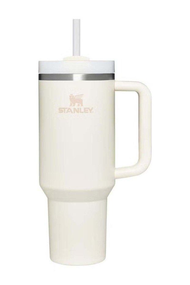 Stanley 40oz Quencher H20 Flowstate Stainless Steel Vacuum Insulated Tumbler with Lid and Straw for Water, Iced Tea or Coffee, Smoothie and More, Cream (White)