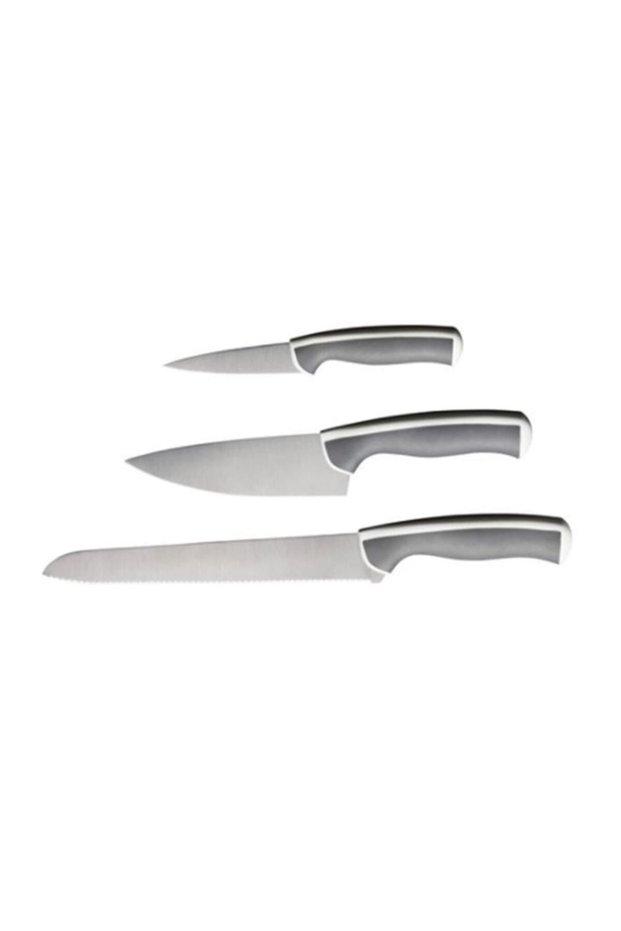 3-piece knife set, light grey/white