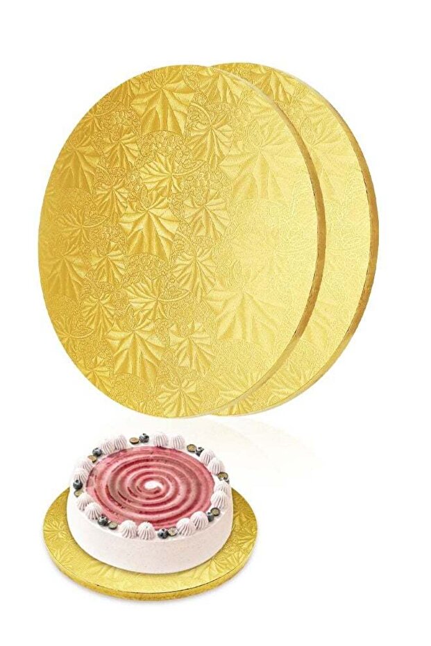 2 PCS Cake Drums, 10 Inch Round Cake Boards, Gold, Professional Quality Cake Cardboards, Card Base,