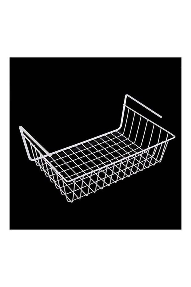 Under Shelf Storage Basket With Rack White/Silver 29 x 10 x 14.5cm