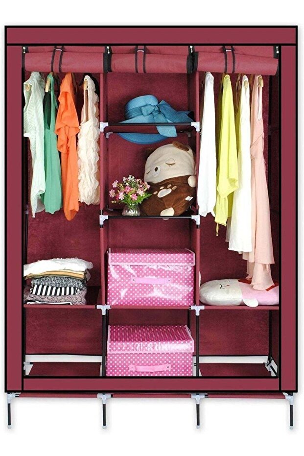 Heavy Duty Storage Wardrobe Closet Model 88130 Designed with Multiple Shelves Hanging Rod Spacious Interior Compact Structure Ideal for Clothes Organization Home Use and Space Optimization