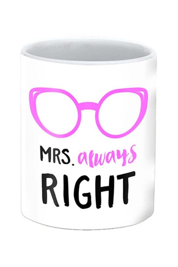 Mrs. Always Right Printed Ceramic Mug White/Black/Pink