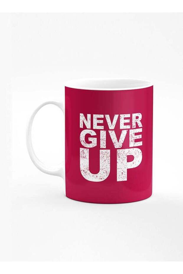 Designer Printed Coffee Mug with Heavy Duty Handle 11oz Ceramic Personalised Gift Mugs Cup [Microwave Safe & Dishwasher Proof] - Never ever give up