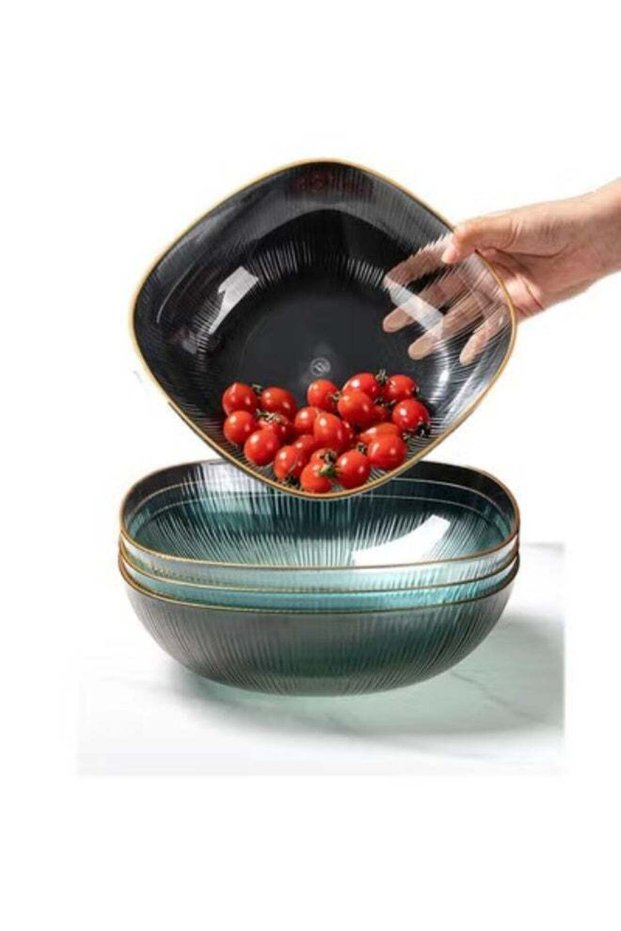 Salad Bowl Set of 4,Acrylic Mixing and Serving Bowls,Reusable Large Plastic Bowl for Fruit, Salad,P
