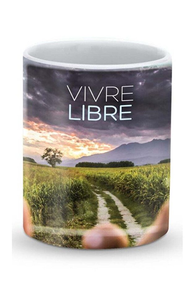 Premium Vivre Libre Designer Mug Blue/Green/White