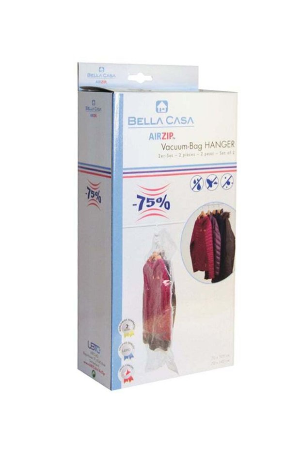 Airzip Vacuum Bag Hanger, Space Saver Bag for Clothing, Suits and Jackets, Storage Sealer Closet Travel Organizers, Clear, Set of 2 Different Sizes 105 x 70 cm + 145 x 70 cm- 25507 Red/Black 105 x 70