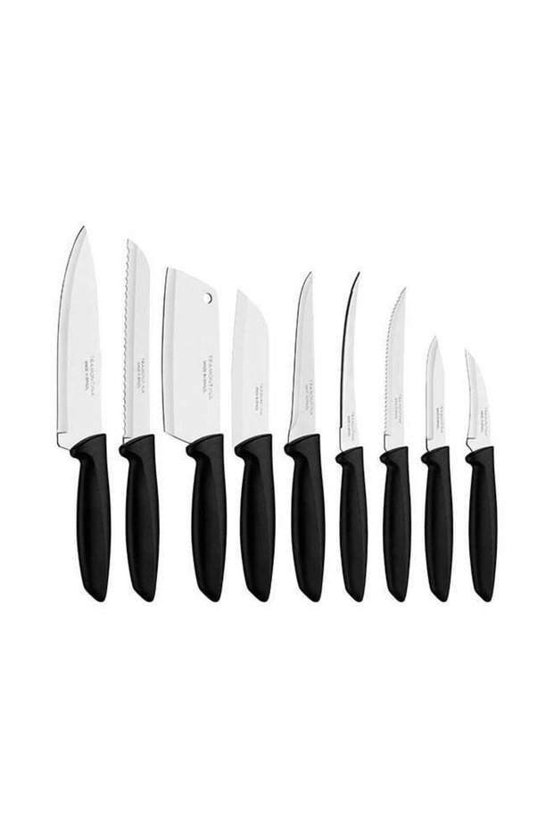 Tramontina Plenus 9 Pieces Knife Set with Stainless Steel Blade and Black Polypropylene Handle Silver/Black 7inch Silver/Black 7inch