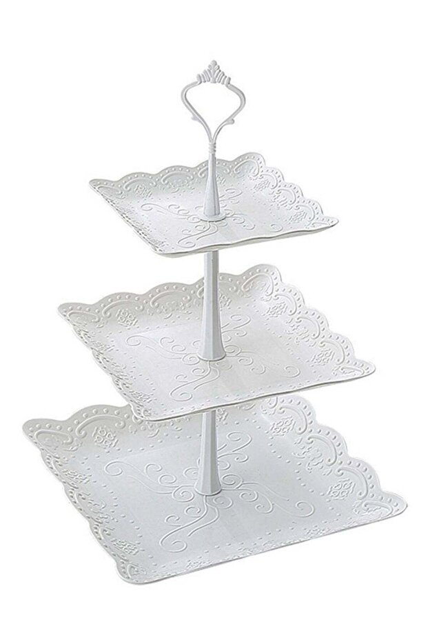3-Layer Snack Tray Stand White
