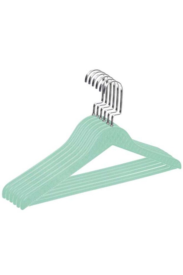Heavy-Duty Plastic & Steel Hangers, 6 Pack Wardrobe Organiser – Non-Slip Clothes Hangers for Bedroom, Bathroom & Home Rack – Space-Saving Clothes Accessories (light green)