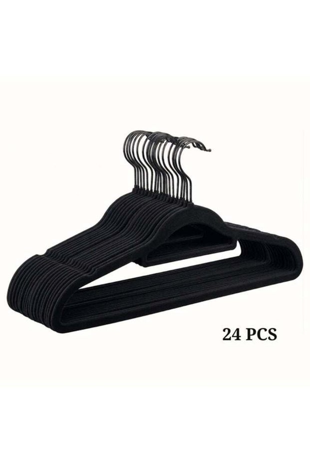 24-Pieces Velvet Elegent Designed Hanger Set Black 45cm Black 45cm