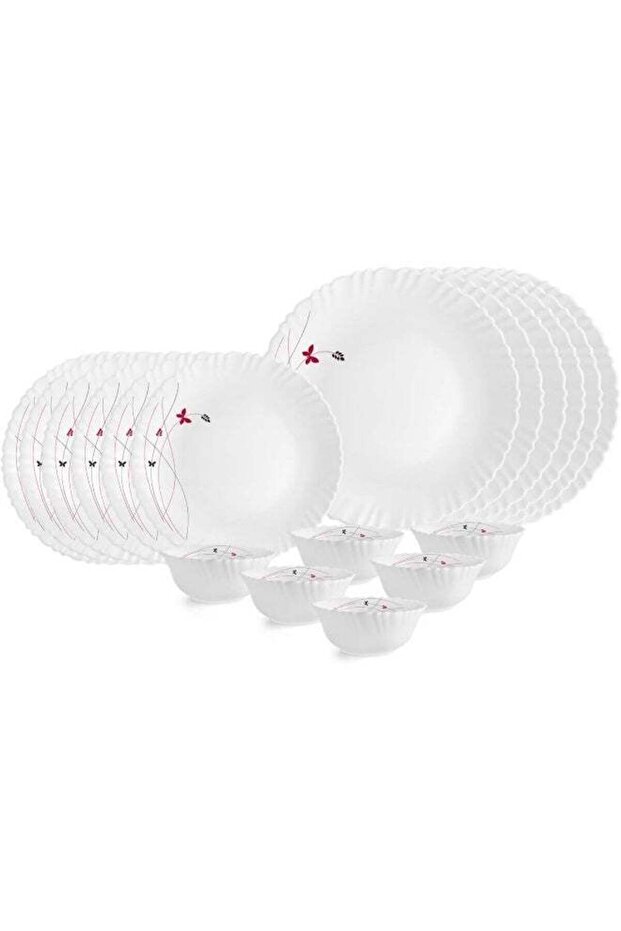 Cello Opalware Dazzle Lush Fiesta Dinner Set, 18Pcs, White