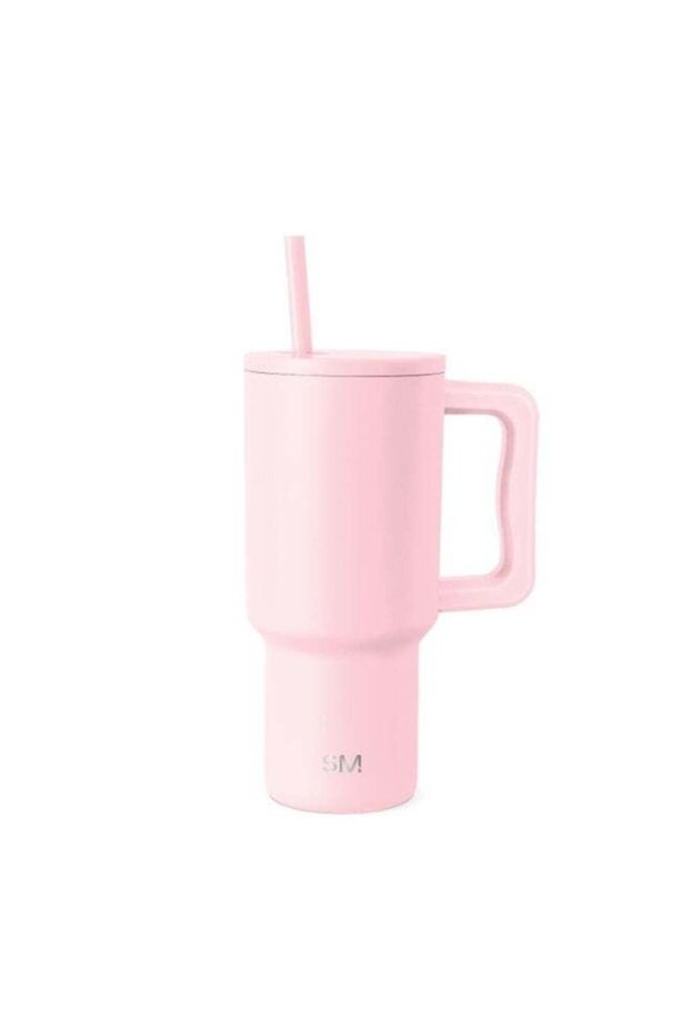 30 oz Tumbler with Handle and Straw Lid | Insulated Cup Reusable Stainless Steel Water Bottle Travel Mug Cupholder Friendly | Gifts for Women Men Him Her | Trek Collection | Blush