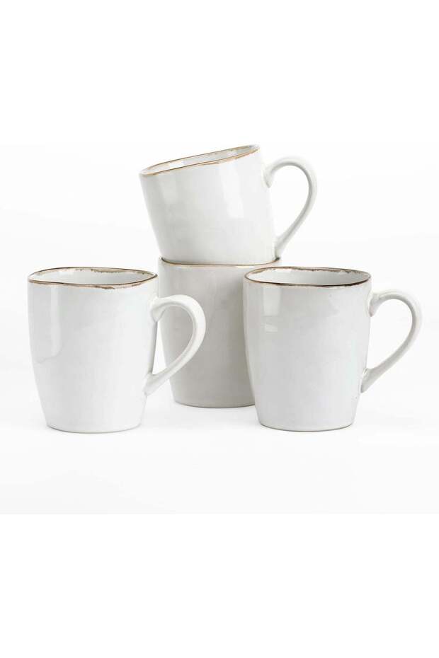 famiware Aurora Coffee Mugs Set of 4 - 14oz Stoneware Cups with Reactive Glaze, Microwave Safe, Pea