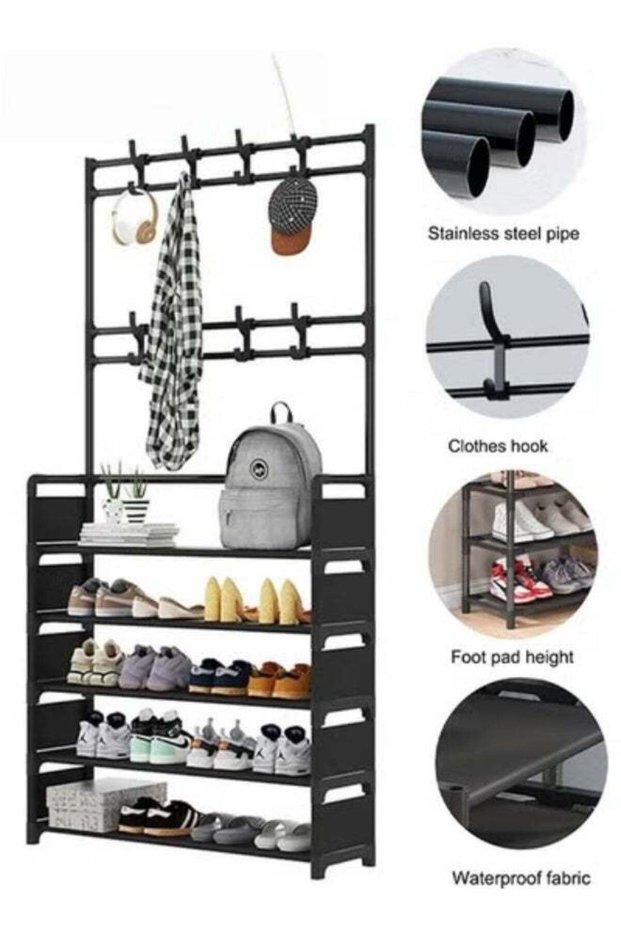 Multifunctional Clothes Hanger Simple Assembly 4-Layer Shelf Shoe Rack