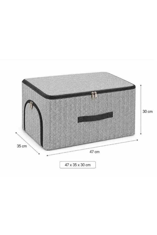 Zipper Wardrobe Storage Box - Gray - 47 x 35 x 30 cm