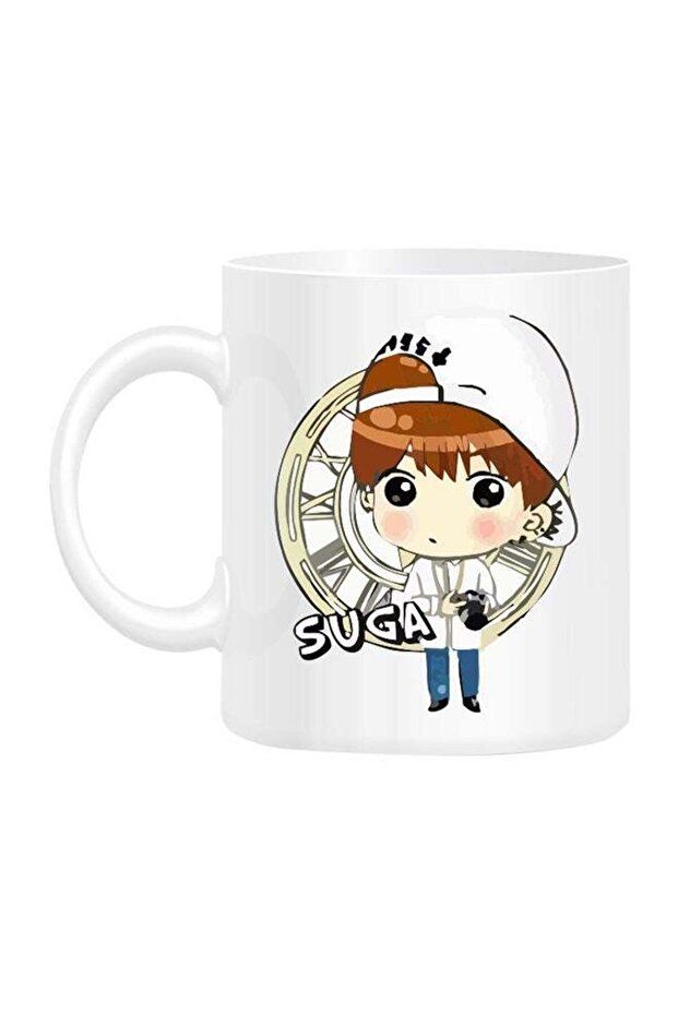 BTS Member Suga Cartoon Printed Mug White 10cm