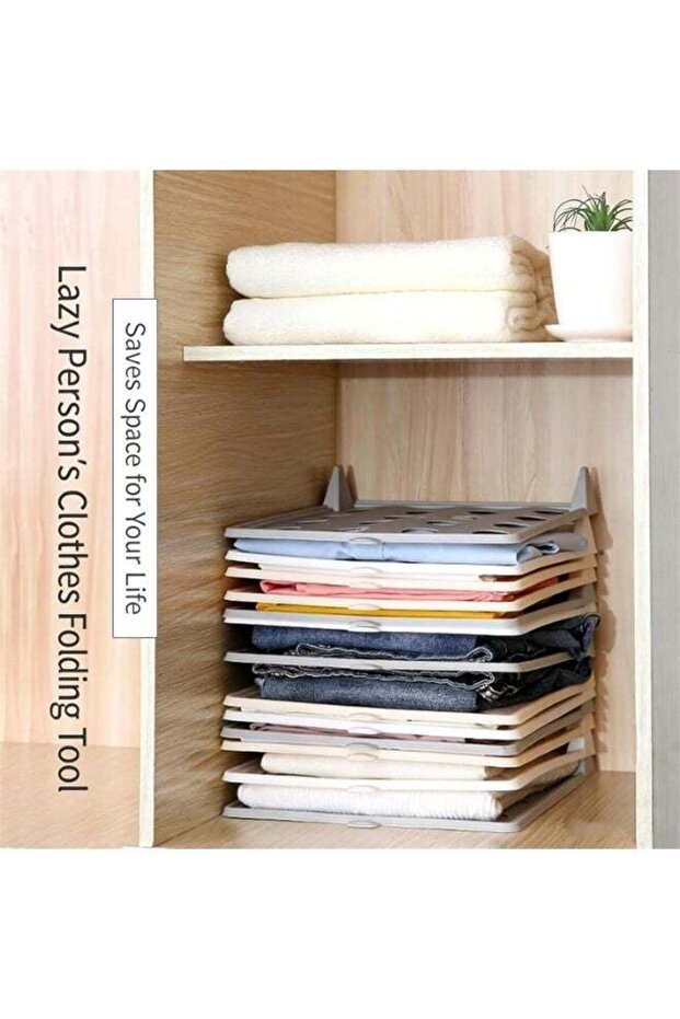 Stackable Closet Organizer, Stackable Closet Clothing Organizer System, Non-Slip Space-Saving Folding Board System for T-Shirts, Pants & Sweaters (10PCS)