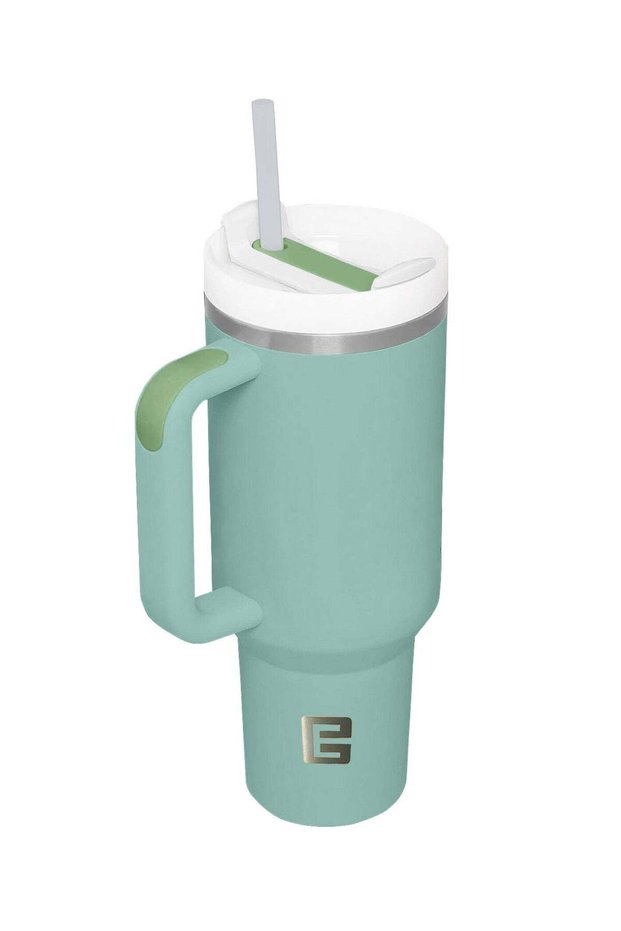 Ellementel Stainless Steel Vacuum Insulated Tumblers, 1.2L / 40oz - Double Walled Vacuum Flask, Insulated Tumbler with Straw, Travel Mug Cup for Water, Tea, Coffee and More (SEA GREEN)