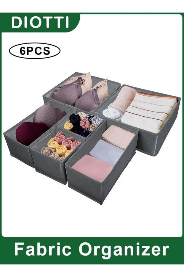 6-Pack Foldable Fabric Drawer Organizers, Durable Non-Woven Storage Bins in 3 Sizes for Clothes, Underwear, Socks, Closet Organization