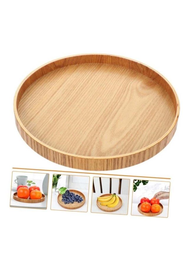 Round Wooden Tray Platter,Large Round Serving Tray With 30 *2 cm Size Round Wood Serving Tray Woode