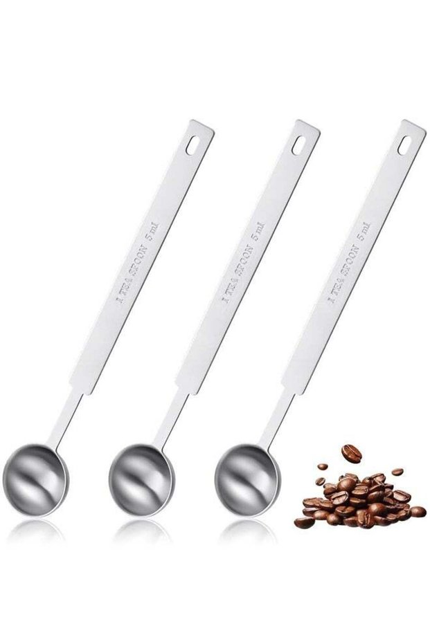 3 Pcs Long Handle Measuring Spoons 5ml, Stainless Steel Measure Spoons, Tablespoon & Coffee Scoop, for Cooking Baking